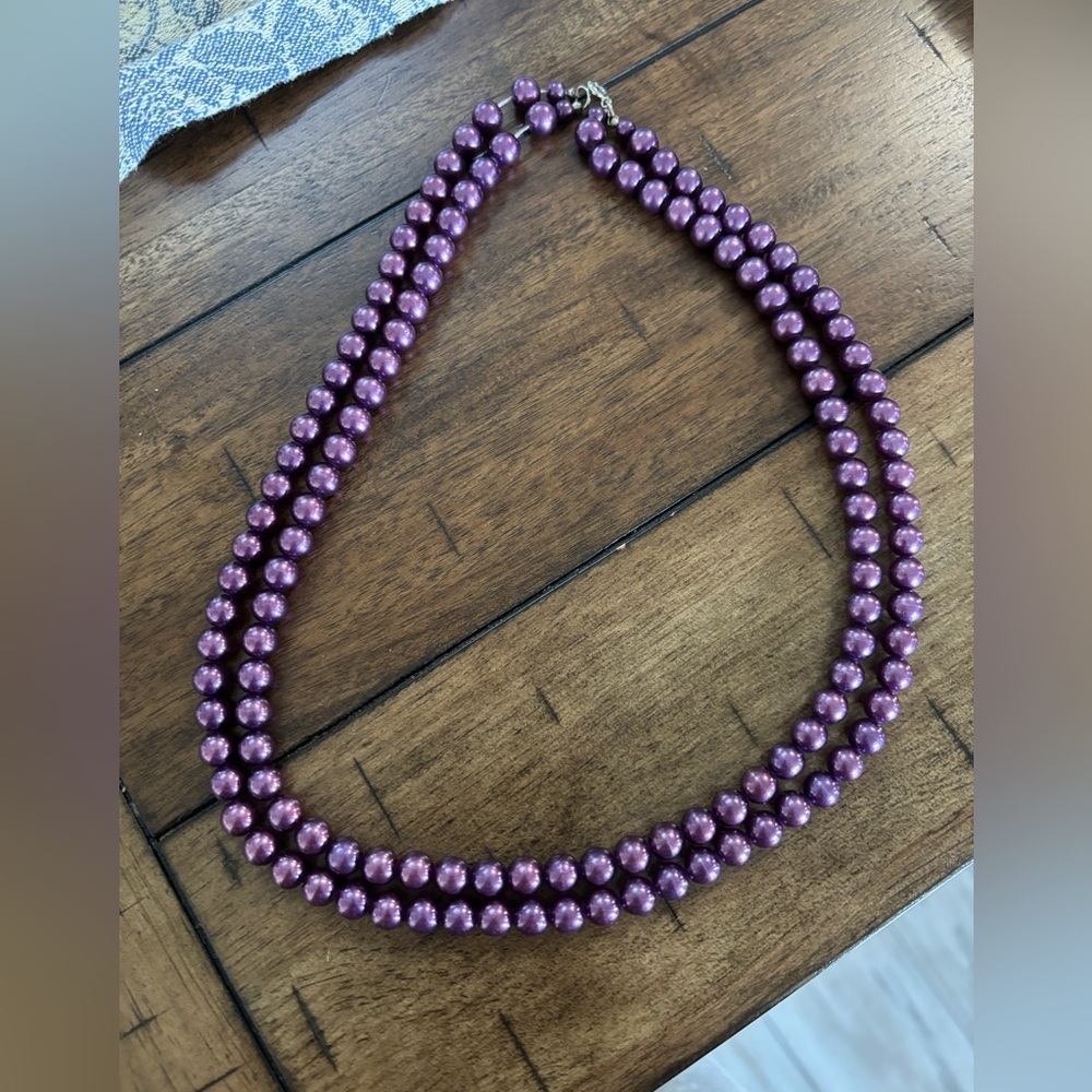 Elegant Purple Pearl Double-Strand Necklace